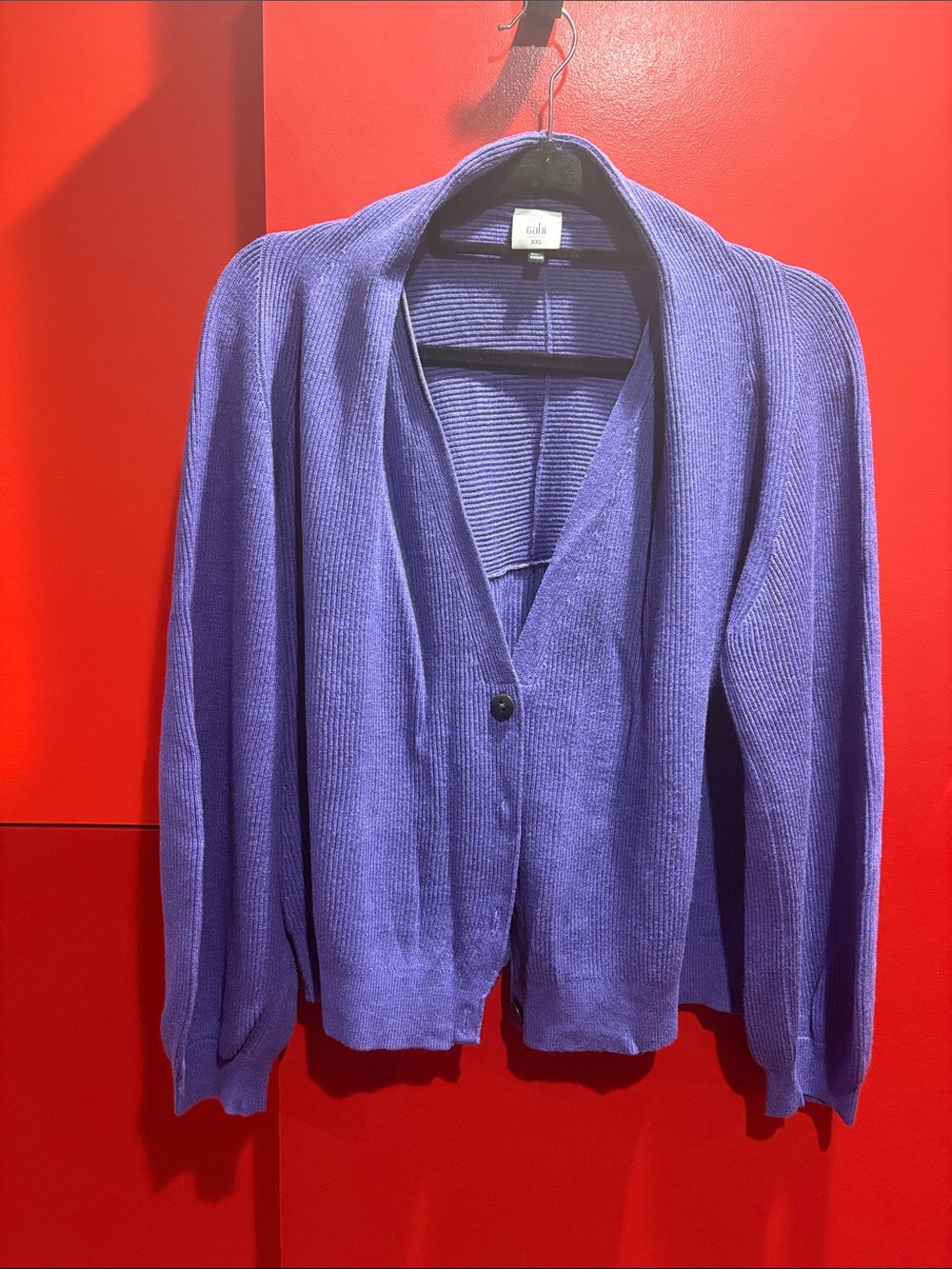 CAbi Purple Ribbed Button-Front Cardigan